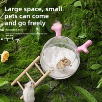 Baignoire multi-usages pour hamster avec échelle, anti-éclaboussures, transparente, grande surface, pour creuser, se baigner et faire ses besoins hygiéniques