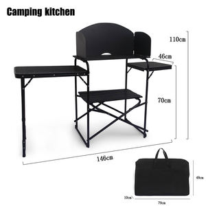 Outdoor Camping Mobile <b>Kitchen</b> Portable Outdoor Foldable Cooking Station Camping <b>Kitchen</b> <b>Table</b> WIth Storage - Product Image 2