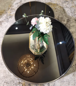 ชุดโต๊ะกลางห้องนั่งเล่นขายดี โต๊ะกาแฟทรงกลม 3 ชิ้น สแตนเลสหรูหรา พร้อมกระจก - Product Image 6