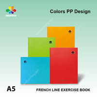 Cuaderno de ejercicios COLORFLY A5 con líneas francesas, cubierta de plástico PP de color sólido, cuaderno para estudiantes, artículos de papelería para escribir, impresión personalizada