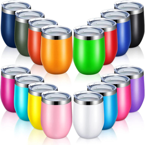 Cenron Stainless Steel Stemless Wine Tumbler 12oz Double Wall Insulated Vacuum <b>Cup</b> Back to School Eco-Friendly Minimalist Design - Product Image 1