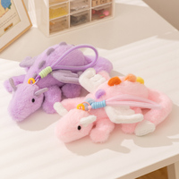 Porte-clés en peluche Dragon ailé mignon, petit pendentif dinosaure coloré, breloque de sac en peluche douce et moelleuse pour filles, cadeau