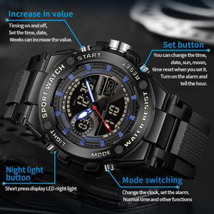 Reloj SANDA 3363 de Moda Casual para Hombre de Negocios, Reloj Electrónico LED Multifuncional Deportivo con Alarma, Cronógrafo y Luminoso - Product Image 4