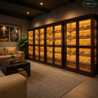 Vitrine à cigares en cèdre éclairée par LED sur mesure, comptoir de présentation de cigares, humidor, étuis à cigares pour les boutiques de tabac, les bars et les clubs