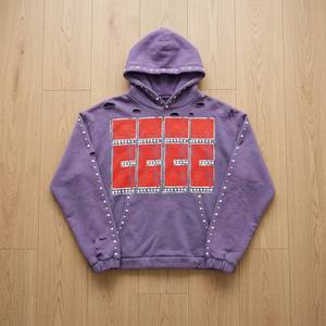 Sudaderas con Capucha Personalizadas al por Mayor, de Algodón French Terry, Estilo Urbano Y2K Grunge, con Adornos de Perlas, Estampado Gráfico Desgastado, para Hombre - Product Image 3