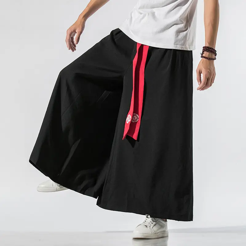 Vestido Hanfu Tang de estilo chino, Falda recta holgada de estilo antiguo, pantalones de talla grande de algodón y lino, pantalones de pierna ancha con sensación de caída fina
