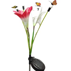 Solar Lily <b>Flower</b> Led Butterfly Garden <b>Light</b> Outdoor Decor Water Resistant Portable Solar Powered - Product Image 1