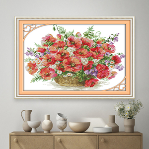 NKF Pavot panier de fleurs point de croix décoration de salon - Product Image 2