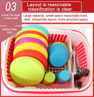 Boîte de rangement de cuisine en plastique 15L avec égouttoir pour assiettes, bols et tasses, couvercle, boîtes et bacs de rangement pratiques
