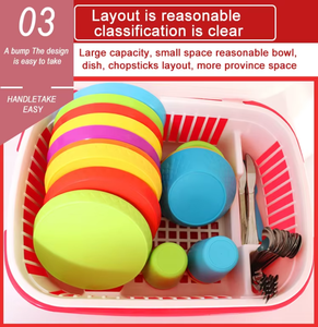 Boîte de rangement de cuisine en <span class=keywords><strong>plastique</strong></span> 15L avec égouttoir pour assiettes, bols et tasses, couvercle, boîtes et bacs de rangement pratiques - Product Image 4