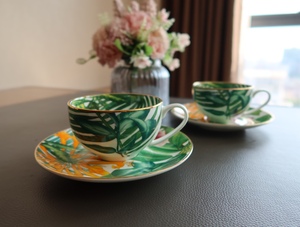 Services de table en porcelaine de luxe exquis, thème forêt tropicale, pour la décoration de la maison, cadeaux, vente chaude, coffret cadeau en céramique exquis - Product Image 4