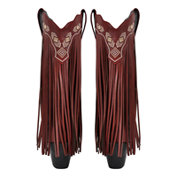 Bottes de cowboy western à franges pour femme 2025, bordeaux, brodées, mi-mollet, chaussures de mode pour soirée