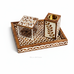 Quemador Bakhoor con incrustaciones de acero inoxidable, juego de regalo, cuenco de latón, caja de almacenamiento transparente, incienso indio de lujo hecho a mano, aromático - Product Image 1