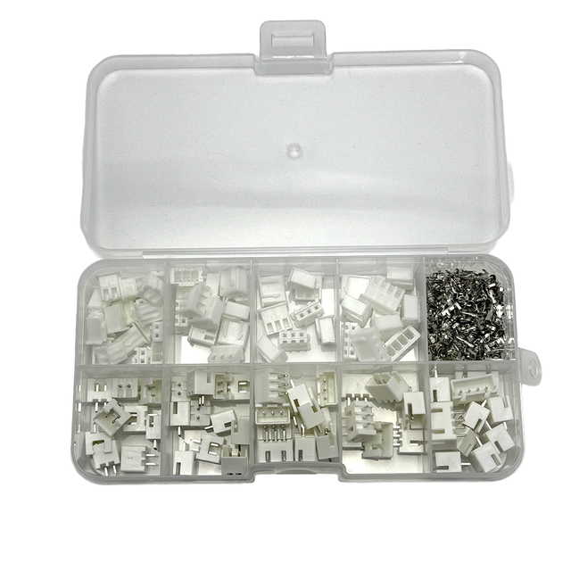 250pcs XH2.54 Terminal Kit 2P 3P 4Pin 2.54mm Pitch Pin Header JST Connector Wire Adaptor Housing for Electronics