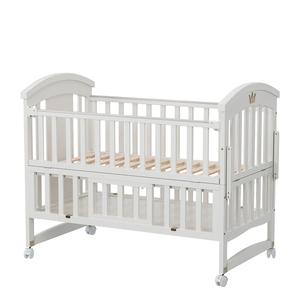 Cuna Convertible de Madera Blanca para Niños Pequeños, Cuna Portátil con Espacio de Almacenamiento, Muebles Jodhpur Export - Product Image 1