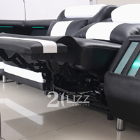 Futuristisches Modulares Multifunktions-Ledersofa mit LED-Beleuchtung, Elektrischer Relaxfunktion, USB und Musikplayer