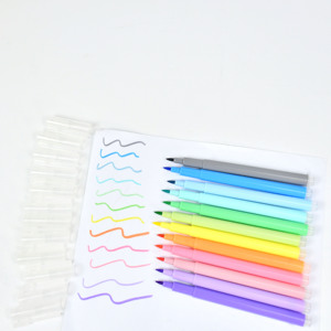 Ensemble de 12 stylos marqueurs à l'eau lavables de couleur <span class=keywords><strong>pastel</strong></span>, stylos de dessin pour enfants dans un sac suspendu en PVC transparent - Product Image 2