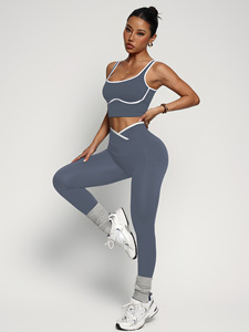 Conjunto Deportivo Personalizado con Logotipo para Mujer, Chaleco sin Mangas con Bloques de Color, Pantalones para Correr, Ropa Deportiva de Secado Rápido, Cómoda para Yoga y Fitness - Product Image 4