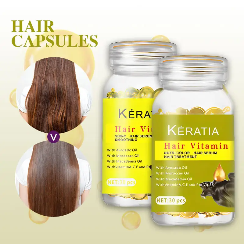 Set paket kustom OEM minyak perawatan rambut Vitamin kapsul perawatan pelembap