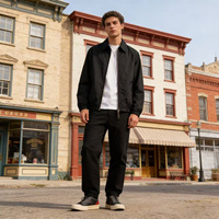 Blouson Bomber Homme Slim Style Vintage Américain Décontracté avec Fermeture Éclair Coupe-Vent 100% Coton – Fournisseur Populaire