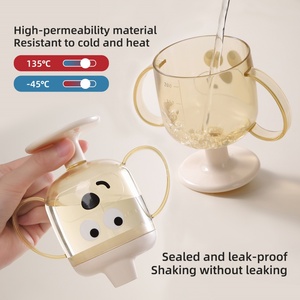 Gobelet en plastique sans BPA de qualité alimentaire pour tout-petits, avec couvercles et pailles, gobelet à pied haut pour enfants - Product Image 3