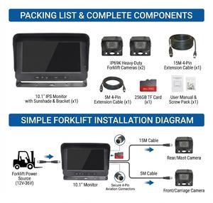 Sistema de Cámara de Reversa Impermeable Melia de 7 Pulgadas IP69K para Montacargas, Kit de Monitor <span class=keywords><strong>DVR</strong></span> de 4 Canales, Grabación de 256 GB, Seguridad para Almacenes y Carretillas Elevadoras - Product Image 5
