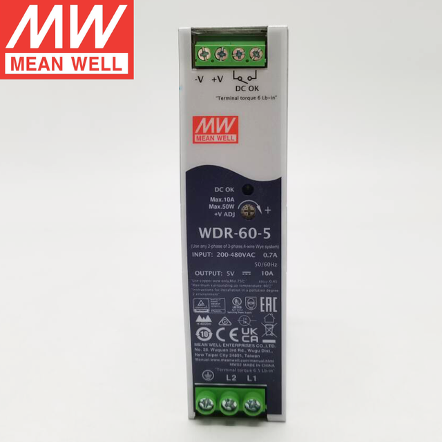 Original MEAN WELL WDR-60-5 WDR-60-12 WDR-60-24 WDR-60-48 60W Industrial DIN Rail Power Supply 5V 12V 24V 48V Meanwell Dericsson