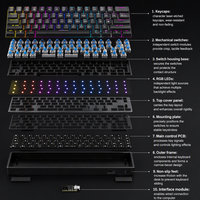 Clavier mécanique double mode 61 touches, interrupteurs bleus, rétroéclairage RGB, filaire et sans fil, câble détachable, pour jeux sur ordinateur