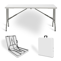Table pliante HDPE à pliage rapide, utilisable par une seule personne, pour l'intérieur et l'extérieur, robuste et facile à nettoyer