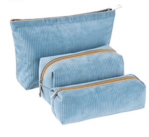 Sacs de voyage pour maquillage en velours côtelé à motif vintage, grande capacité, écologiques, pour femmes, 3 pièces, avec fermeture à glissière - Product Image 2