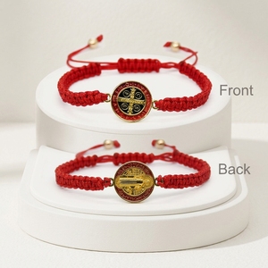 Corda Portafortuna Intrecciata con Rosario di San Benedetto e San Giuda, Fatto a Mano, in Lega di Zinco e Perle, con Farfalla Trendy e 7 Croci Intrecciate - Product Image 6