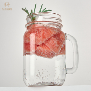 Chất lượng cao 16 oz Glass Mason <span class=keywords><strong>Jar</strong></span> với xử lý nước giải khát Mason <span class=keywords><strong>Jar</strong></span> cho kỳ nghỉ kinh doanh quà Tặng lưu niệm khuyến mãi - Product Image 1