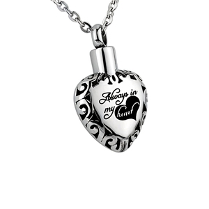 Always My Heart ステンレススチール シルバーメッキ 火葬骨壷ネックレス メモリアル記念品 灰ペンダント ハートメモリアル記念品 ギフト - Product Image 5