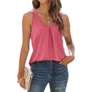 Débardeurs d'été pour femmes à la mode coupe ample col en V sans manches Satin et Spandex vêtements respirants et longs - Product Image 3