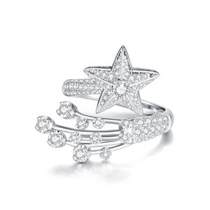 Anillo de Plata de Ley S925, Diseño de Lujo Ligero y Exquisito, con Diamantes Completos, Diseño de Vía Láctea, Cielo Estrellado y Cometa, Anillo de Moda de Alta Gama - Product Image 4