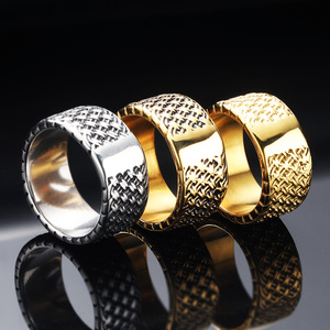 New vintage punk mesh woven stainless steel <b>ring</b> interwoven titanium steel band minimalist <b>men</b> daily wear jewelry wholesale - Product Image 1
