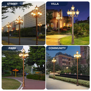 عمود إنارة للحدائق بتصميم أوروبي عتيق من المُصنّع مباشرة، مصباح LED يعمل بالتيار المتردد ومقاوم للمياه بمعيار IP65، جسم زجاجي من الألومنيوم، عمود إضاءة كلاسيكي للشوارع - Product Image 2