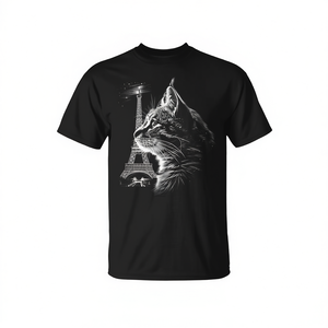 Camiseta Cat In Paris French Cat, diseño gráfico negro, ropa unisex - Product Image 2