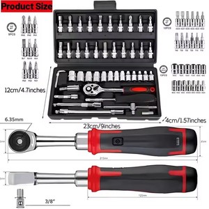 46pc Drive Socket <strong>Set</strong> Car Repair Tool Kit Ratchet <strong>Torque</strong> <strong>Wrench</strong> Combo Mechanic Tool Kits <strong>Portable</strong> Mechanics <strong>Hand</strong> Tool <strong>Set</strong> - Product Image 4