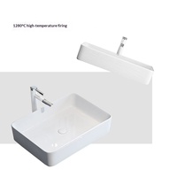 Évier de comptoir en céramique blanche, style E, 530x370mm, lavabo rectangulaire pour projet de décoration de salle de bain d'hôtel