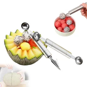 Fruit Baller Scoop Set Stainless Steel Dual-Purpose Fruit Salad Scoop Baller Spoon Digger Carving Cutter