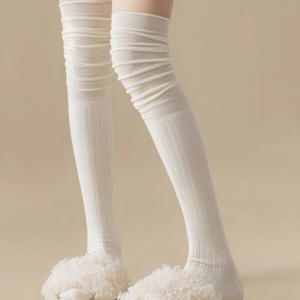 Calze lunghe al ginocchio da donna con toppa alta al ginocchio con elegante dettaglio in pizzo - Product Image 1