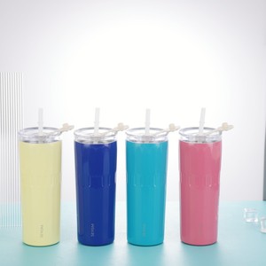 Stainless Steel Double-Layer Vacuum Thermos <b>Cup</b> Luxury Design <b>Large</b>-Capacity Ice Explosion Style Featuring Straws - Product Image 3