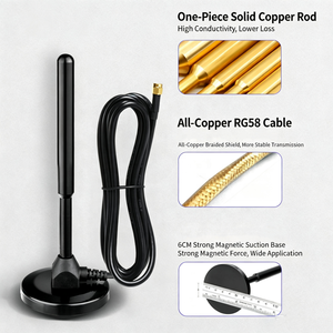 Antenne omnidirectionnelle 4G LTE GSM durable à gain élevé 5dBi avec base magnétique, bande complète, faible VSWR, avec câble RG58 et connecteur SMA mâle pour routeur, modem, voiture - Product Image 2