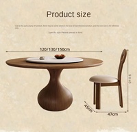 Table à manger ronde en bois de style moderne et simple avec chaises et plateau tournant, écologique, 4 places, utilisation en appartement, design vintage