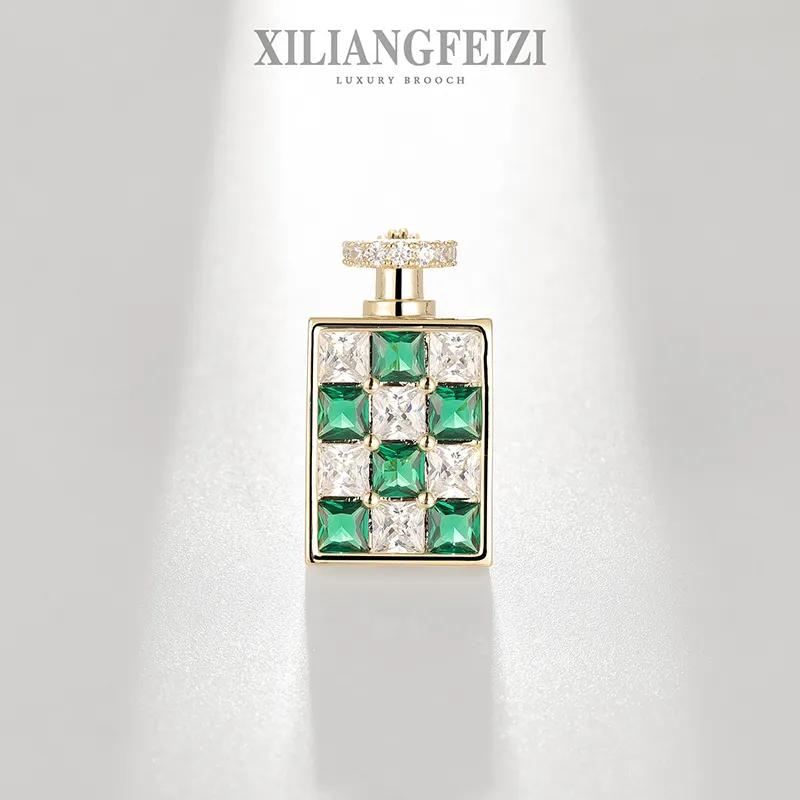 XILIANGFEIZI Fashion Small Jewelry 14K Gold Design Zircon Perfume Bottle Brooches
