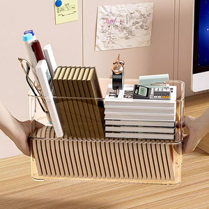 Transparent Desktop <b>Storage</b> <b>Box</b> For Cosmetics Skincare Products <b>Stackable</b> Organizer With Lid 2 Pcs - Product Image 3