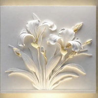 Peinture murale en fibre de verre faite à la main pour intérieur et extérieur Relief floral