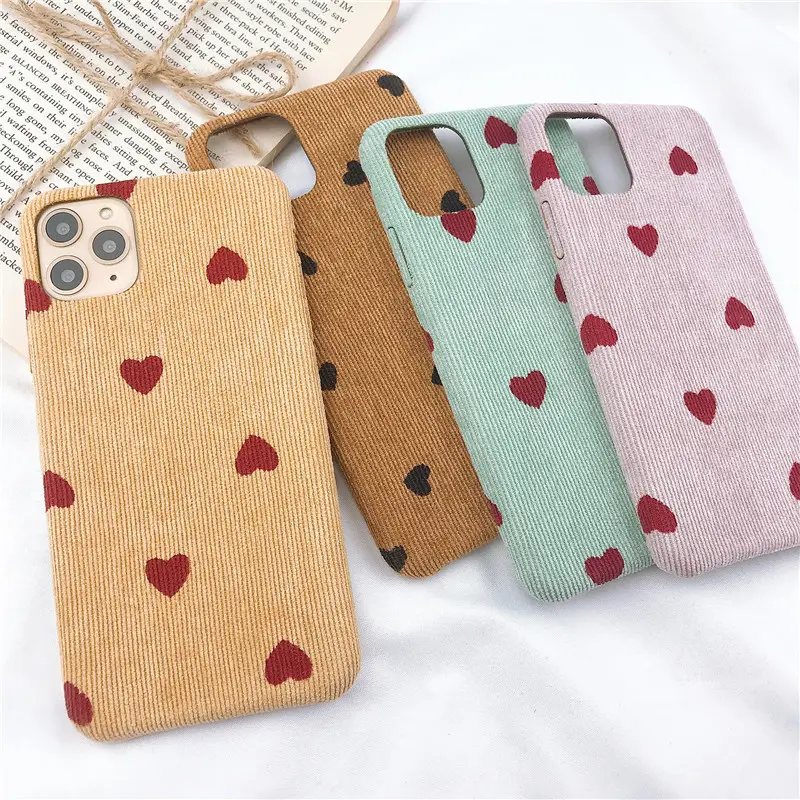 Funda de TPU con textura de tela para iPhone, funda con puntos de ondas de corazón para iPhone 12, 11/6/7/8/X/XS/MAX, gran oferta