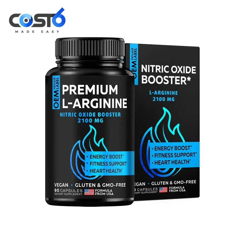2100 mg de L-arginina por cápsula Vegan Suplementos masculinos para o crescimento muscular Preworkout Óxido Nítrico Booster Enhancing Pill
